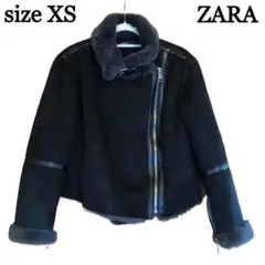 ZARA フェイクファームートン ライダース ブラック XS 美品