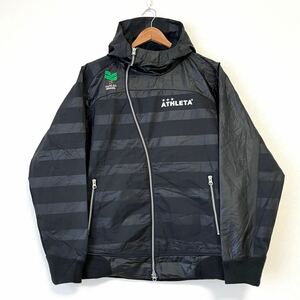 状態良好◎【ATHLETA】アスレタ W ジップ パーカー ウインドブレーカー ジャケット アウター スポーツ サッカー ブラック 黒 L/Y20708mm