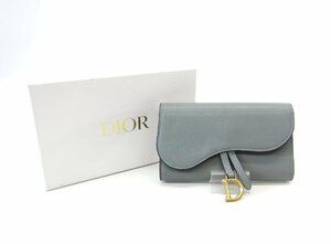 DIOR ディオール SADDLE スリムウォレット 財布 スカイブルー ∠UP3984