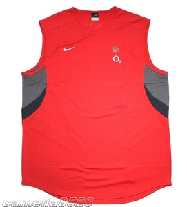 イングランド 2006 2006 ラグビー O2 袖なしTシャツ ベスト レッド サイズ XXL 赤 タグ付き 未使用品 NIKE England Rugby Shirt 148655-660