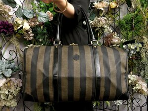 超美品●FENDI フェンディ●ペカン●PVC カーフ レザー 本革●ボストン バッグ●黒 ブラウン●G金具●ヴィンテージ●大容量 旅行●Js50660