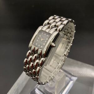 ||【売り切り】CHAUMET ショーメ 99341-045 12K1212 レディース腕時計 クォーツ スクエアケース シルバーカラー 黒文字盤 12Pダイヤ 