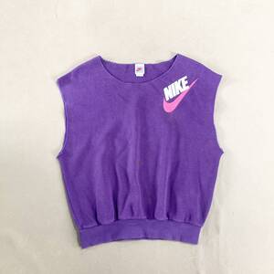 ★ 90s NIKE ナイキ スウェット ベスト ノースリーブ 日本製 パープル サイズL メンズ ロゴ 銀タグ トップス 0.24kg