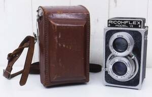 当時物 ＊レトロ2眼レフカメラ ＊RICOH FLEX MODEL VII リコーフレックス MODEL 7 ＊VIEWER 1:3.5 8cm ＊本革カバー付き ＊ジャンク品 