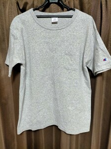 USA製 CHAMPION チャンピオン T1011 ヘビーウエイト 無地 半袖ポケットTシャツ L 霜降りグレー 