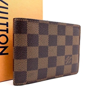 極美品● LOUIS VUITTON 2264 ルイヴィトン ダミエ エベヌ ポルトフォイユ ミュルティプル 二つ折り財布 札入れ 1円