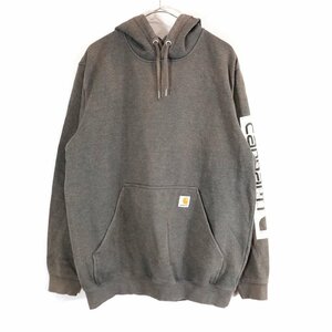 SALE/// Carhartt カーハート 袖ロゴプリント パーカー ワンポイントロゴ グレー (メンズ M) N9158