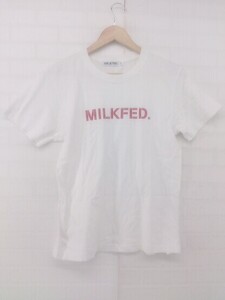 ◇ MILKFED. ミルクフェド ロゴ プリント 半袖 Tシャツ カットソー サイズS オフホワイト レディース P