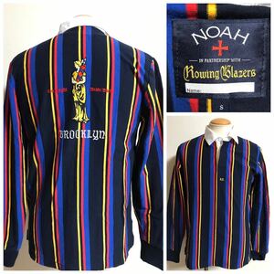 日本未展開 NOAH × ROWING BLAZERS ストライプ ラガー シャツ S ネイビー BROOKLYN ノア ローイングブレザーズ コラボ xpv