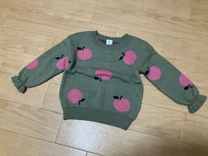 USED★babyGAP【りんご柄セーター】カーキ/18-24month(90cm)