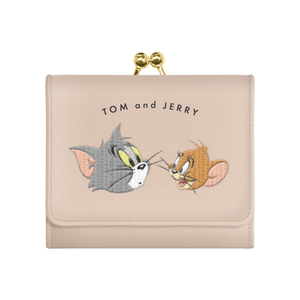 ☆ トムとジェリーBEIGE ☆ キャラクター がま口ミニウォレット 三つ折り財布 レディース がま口 三つ折財布 財布 三つ折り ミニ財布