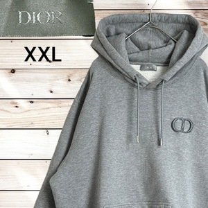 美品☆HP掲載中☆DIOR HOMME CD刺繍 パーカー 160,000円 XXL グレー 灰 Christian Dior クリスチャンディオール ICON ディオールオム 現行