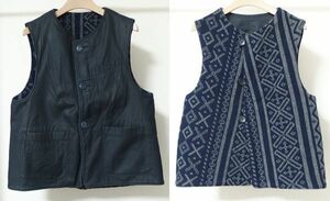 Engineered Garments エンジニアードガーメンツ Over Vest CL Coated Canvas リバーシブル オーバー ベスト S 紺