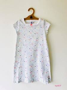 新品*プチバトー 花柄 半袖ネグリジェ 3ans 90 95 3a ナイトドレス 人気パジャマ PETIT BATEAU フランス ワンピース 白 3歳 3才