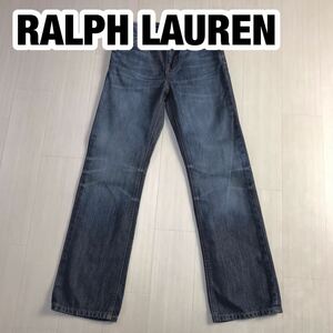 POLO RALPH LAUREN ポロ ラルフローレン デニムパンツ 140 135/60 インディゴブルー ストレート 刻印ボタン レザー型押しロゴタグ ジーンズ