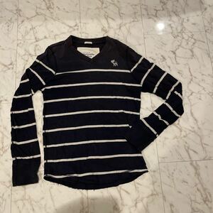 【Abercrombie & Fitch】アバクロンビー アンド フィッチ アバクロ サイズS 長袖Tシャツ 紺 ボーダー ロンT トップス 