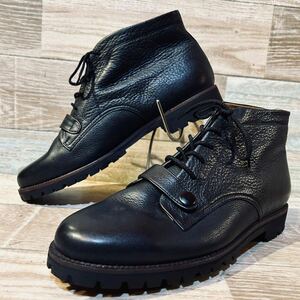 DEADSTOCK 未使用品 Daniel hechter レースアップブーツ ブラック 6 1/2 24-24.5cm前後 ブラック vibramソール ベルテッド