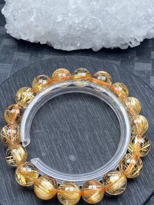 即決 0421L646 極美品★【120A黄金タイチンルチル】★ブレス 11-12mm（新品）