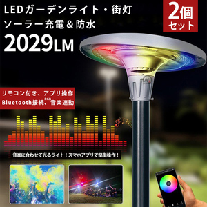 ｍsm-EW800【2台】LED ソーラーライト ガーデンライト 屋外 防水 おしゃれ 庭 RGB調光 ライトアップ 花壇 テラス ガーデニング 外灯 街灯