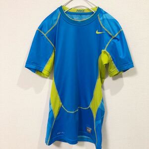 ★ナイキNIKE プロコンバット コンプレッション インナー 半袖 ブルー＆イエロー Lサイズ