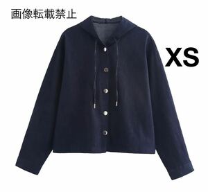 vintage ヴィンテージ レトロ デニム パーカー トップス XSサイズ レディース★ZARA 好きな方に★2024 A/W 秋新作 新品未使用★