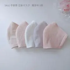 SALE 子供用 高学年 立体マスク 5枚 リップル チェック シンプル