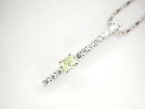 4/美品 Pt850×Pt900 イエローダイヤ0.161ct ネックレス