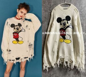 Candy Stripper キャンディ ストリッパー☆MICKEY MOUSE DAMAGE ミッキー マウス ダメージ ニット/ディズニー Disney 定価38500円 