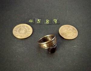 12号　 コインリング　 カラス1銭黄銅貨使用 　ハンドメイド手作り指輪 　1点物です（4589）送料無料 他にも銀貨や銅貨の指輪を出品中