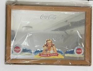 Coca-Cola コカ・コーラ パブミラー 壁掛け 鏡 木額　昭和レトロ ヴィンテージ 