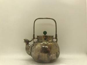 純銀製　蔵六　獣口湯沸　銀瓶　煎茶道具　美術品　時代物