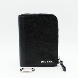 未使用 DIESEL ディーゼル L字ファスナー二つ折り財布 ウォレット レザー メンズ ブラック