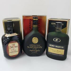 M41719(071)-557/TY3000　酒　※同梱不可 ３本まとめ Grand Old Parr 12年 De Luxe/ARMAGNAC NAPOLEON EXTRA GUIZOT/REMY MARTIN 箱付き