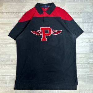 POLO RALPH LAUREN/ポロ ラルフローレン/Varsity Mesh Polo Shirt P-Wing/ヴァーシティメッシュポロシャツ Pウィング/刺繍/鹿の子/XL