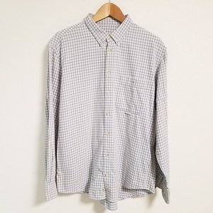 #apc パパス Papas 長袖シャツ L グレー 青系 ボタンダウン ネルシャツ チェック メンズ [812204]