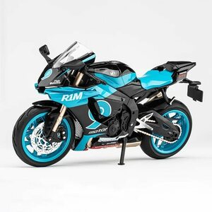 完成品 バイク ミニカー 1/12スケール 合金 ヤマハ ミニチュア YAMAHA R1M オートバイ ブルー 青 水色 モーターサイクル G184