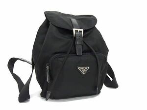 1円 ■美品■ PRADA プラダ テスートナイロン 巾着型 リュックサック デイパック バックパック レディース メンズ ブラック系 BI4084