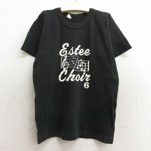 古着 半袖 ビンテージ Tシャツ キッズ ボーイズ 子供服 80s 音符 Estee Chois クルーネック 黒 ブラック 24feb22