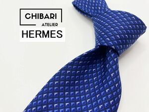 【超美品】HERMES　エルメス　ドット柄　ネクタイ　3本以上送料無料　ネイビー　0904200