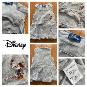 ☆ディズニー☆ミニー☆グレー☆ワンピース☆ベロア☆Disney☆95cm☆バルーン☆