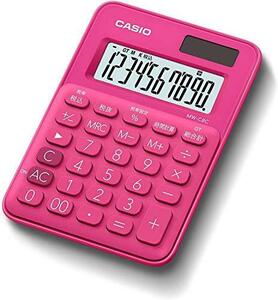 CASIO(カシオ) カラフル電卓 ビビッドピンク 10桁 ミニミニジャストタイプ MW-C8C-RD-N