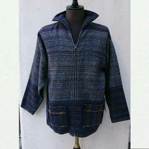 イギリス古着　CURLEW WEAVERS　knit ブルゾン　ジップアップ カーディガン　アウター　ニットジャケット　ニットアウター　MV463