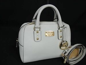 1円 ■美品■ MICHAEL KORS マイケルコース レザー クロスボディ 2WAY ショルダー ハンドバッグ レディース ホワイト系 BM2167