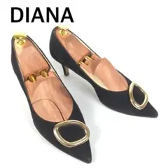 DIANA　ダイアナ　ポインテッドトゥピンヒールスエードパンプス　バックル　金具