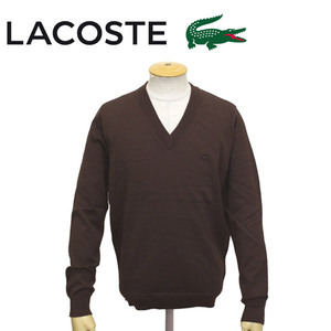 LACOSTE (ラコステ) AH143EL ウール×クールマックスVネックセーター 57Dブラウン LC227 5-L