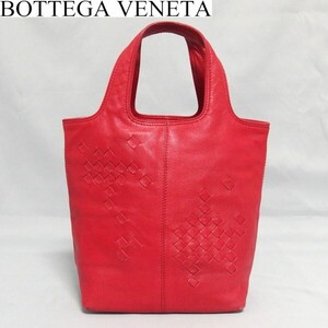 ★BOTTEGA VENETA イントレチャート レザー ミニ ハンドバッグ 143393 V0055 赤 ヴィンテージ オールド ボッテガ・ヴェネタ★