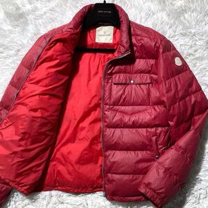 モンクレール【最高峰!!!真紅の輝き!!!】MONCLER ダウンジャケット ロゴワッペン Lサイズ 3 ブルゾン レッド赤 ◎最高級