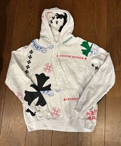 Chrome Hearts Stencil Pattern Print Hoodie Online Exclusive White/Multi Colorクロムハーツ ステンシルプリント 1円スタート M