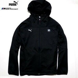 新品◆PUMA×BMW フーデッドジャケット バックロゴ 黒 Mサイズ(US M)◆ジップジャケット 袖ライン