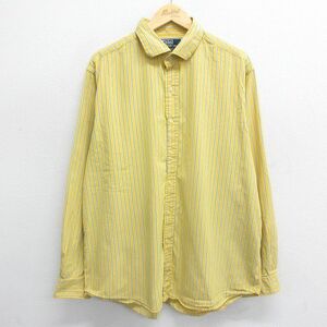 XL/古着 ラルフローレン 長袖 ブランド シャツ メンズ 90s WESTERTON コットン 黄他 イエロー ストライプ 24jun06 中古 トップス